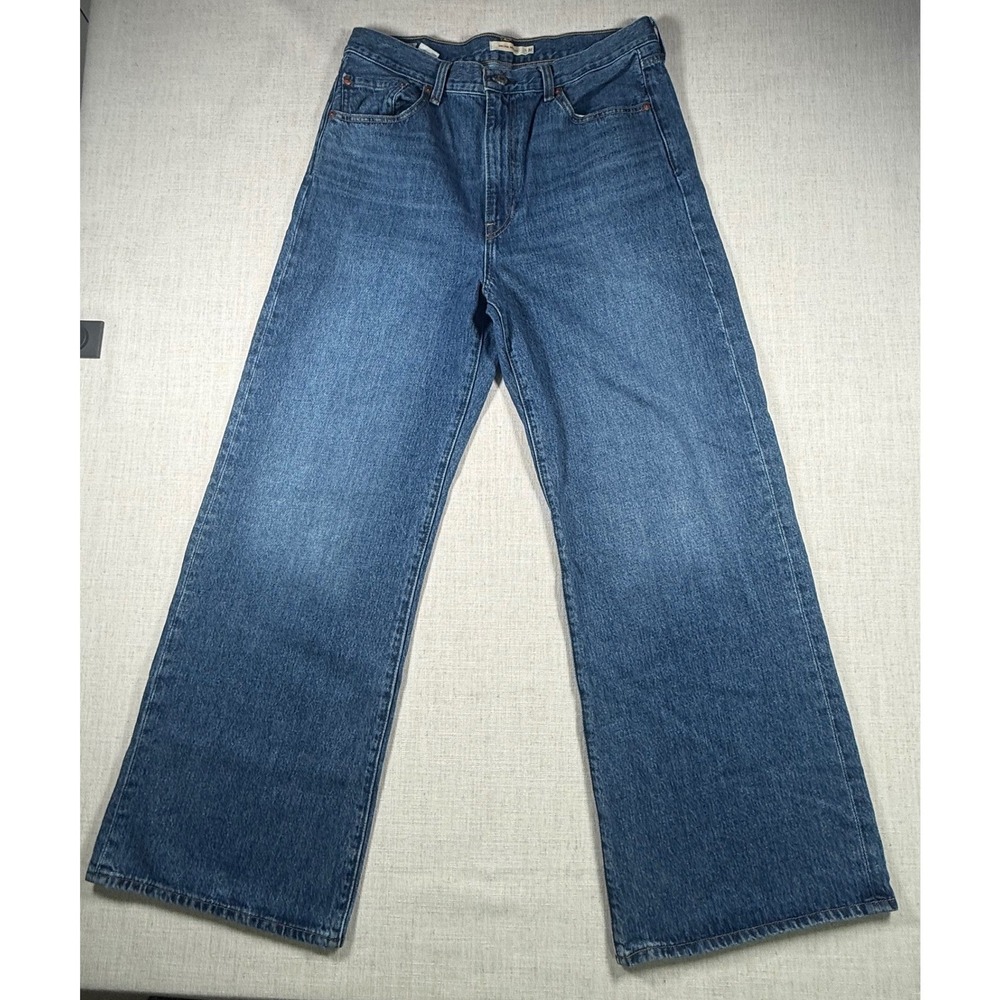 Levis Premium Ribcage Wide Leg Jeans 32x32 Blue High Rise Denim 2023 A6081-0004